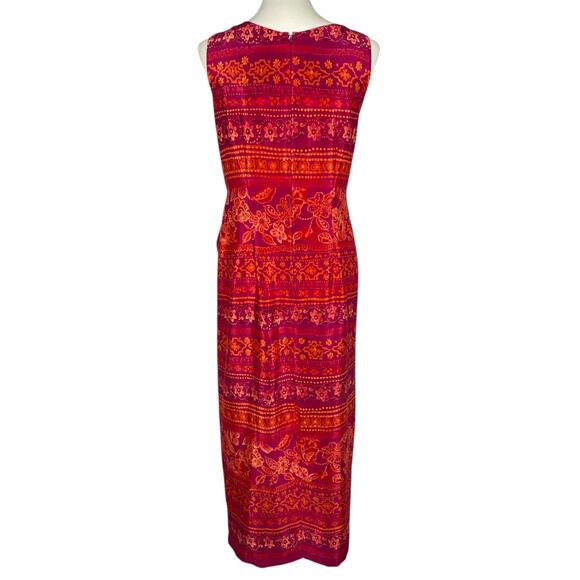 R&K Originals Maxi Dress Red Faux Wrap Sleeveless Tropical Floral Size 14 Y2K - Picture 9 of 15